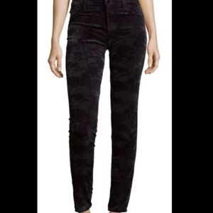 J Brand Velveteen Super Skinny Camo Print Jeans Twilight Black